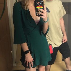 ASOS dark green wrap dress